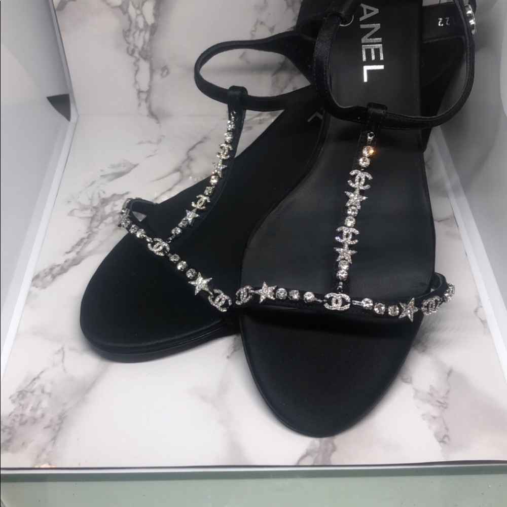 Chanel Satin Sandals With Moons and Star Motifs